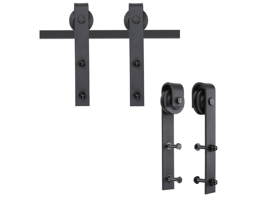 Vente Unique HOMCOM Kit De Porte Coulissante Système Galandage Pour Porte D'une épaisseur De 35-45 Mm Et Largeur Max. 1 M Charge Max. 100 Kg Acier Brun Foncé