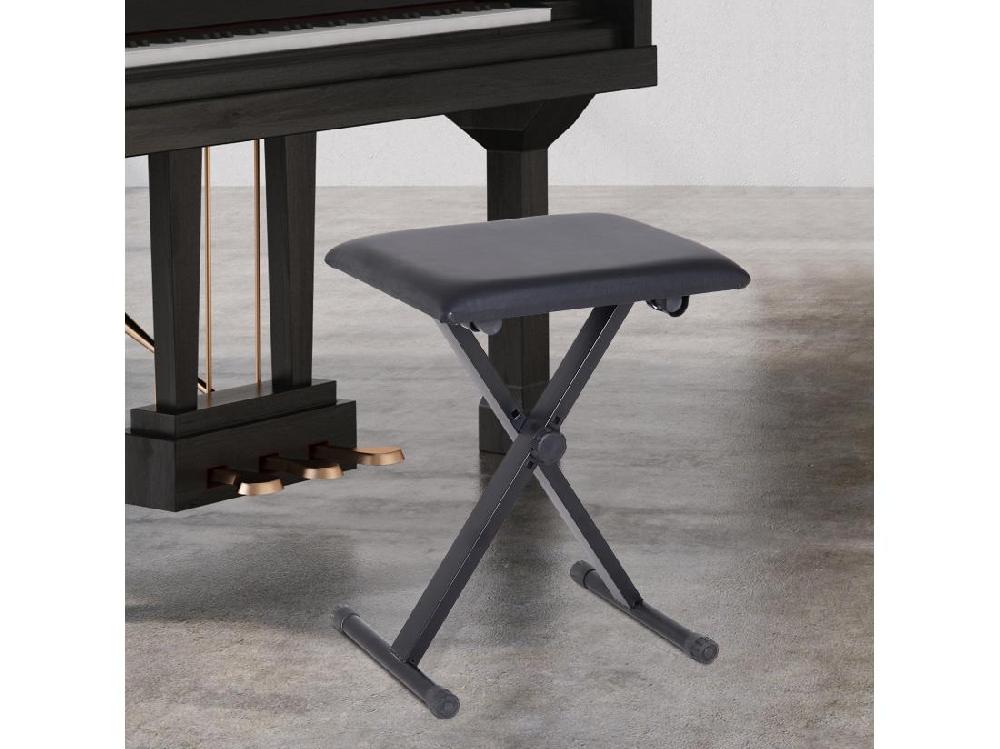 Vente Unique HOMCOM Tabouret Banquette Réglable Pliable Pour Piano Et Clavier Acier Revêtement Synthétique Noir