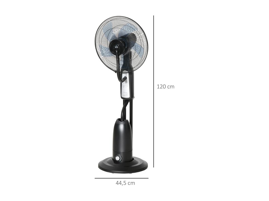 Vente Unique HOMCOM Ventilateur Brumisateur Sur Roulettes - Oscillant Inclinable Silencieux 90 W Avec Télécommande - Timer 3 Modes 3 Vitesses - Gris Noir
