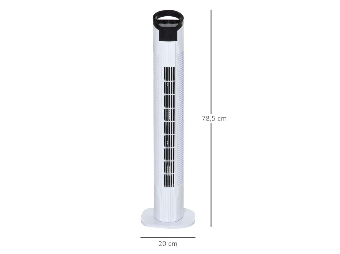 Vente Unique HOMCOM Ventilateur Colonne Tour Oscillant 50 W Silencieux Télécommande Incluse Minuterie 3 Modes 3 Vitesses Blanc Noir