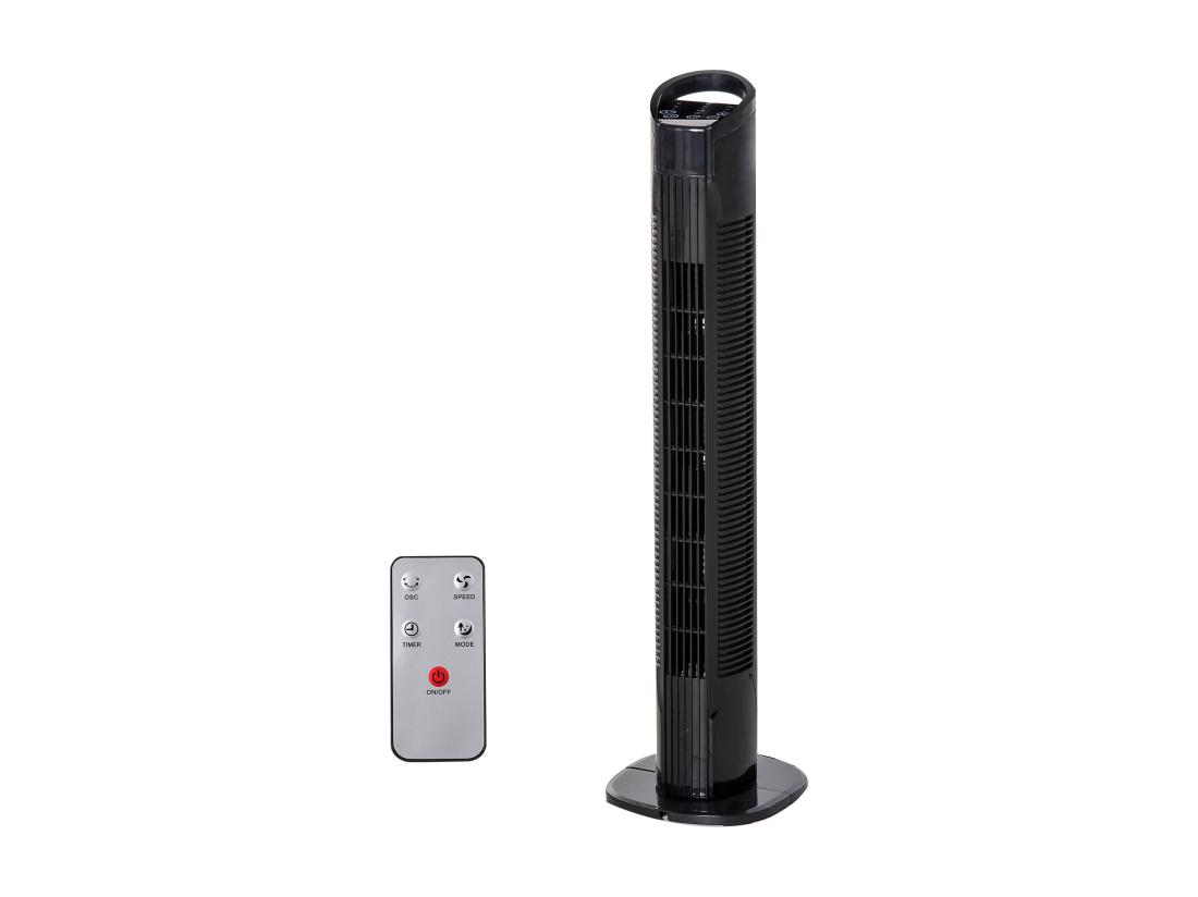 Vente Unique HOMCOM Ventilateur Colonne Tour Oscillant 50 W Silencieux Télécommande Incluse Minuterie 3 Modes 3 Vitesses Noir
