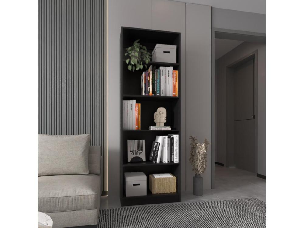 Vente Unique Home Straight Bibliothèque En Mélamine Avec 5 étagères 180.59 Cm X 62.73 Cm X 29.71 Cm Noir