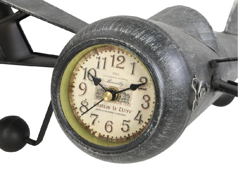 Vente Unique Horloge Avion Vintage à Poser - Métal - L. 44.5 X P. 39.5 X H. 20 Cm - Anthracite - KYOTO