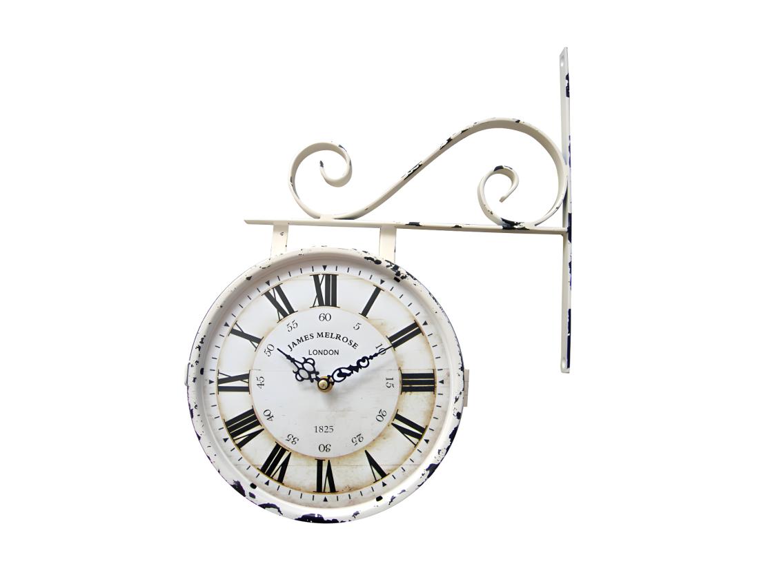 Vente Unique Horloge Murale Double Face Style Vintage FAUBOURG En Fer - L.34 X H.41 5 Cm