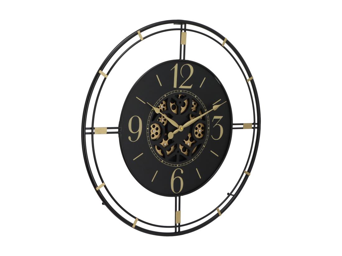 Vente Unique Horloge Murale Industrielle En Métal - D. 70 Cm - Noir Et Doré - SEDONA
