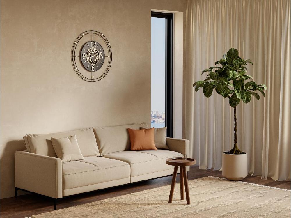 vente unique Horloge murale industrielle en métal - D. 70 cm - Noir et doré - SEDONA