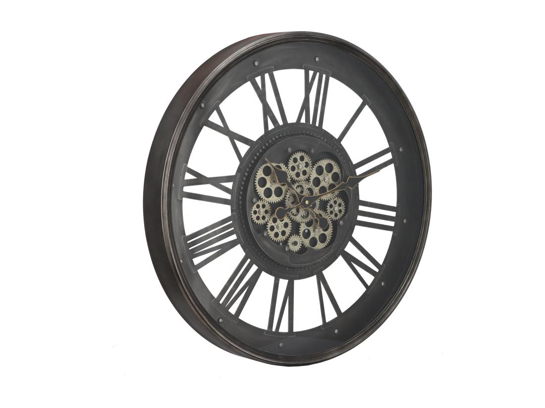 Vente Unique Horloge Murale Industrielle En Métal Et Verre - D. 60 Cm - Anthracite - ASTORIA