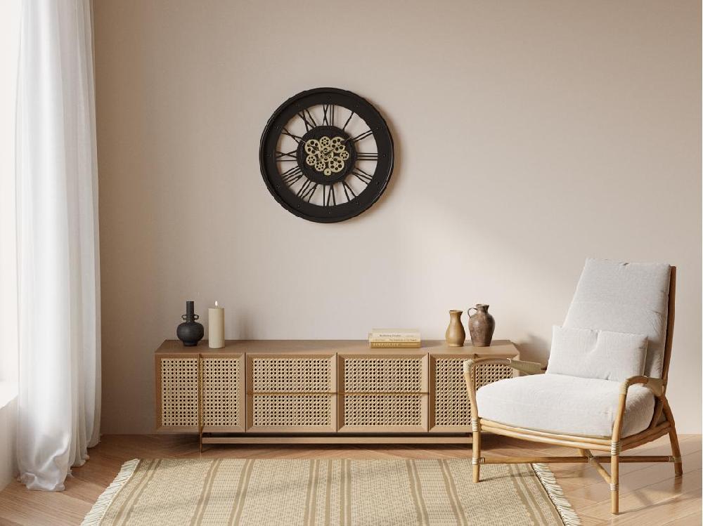 vente unique Horloge murale industrielle en métal et verre - D. 60 cm - Anthracite - ASTORIA