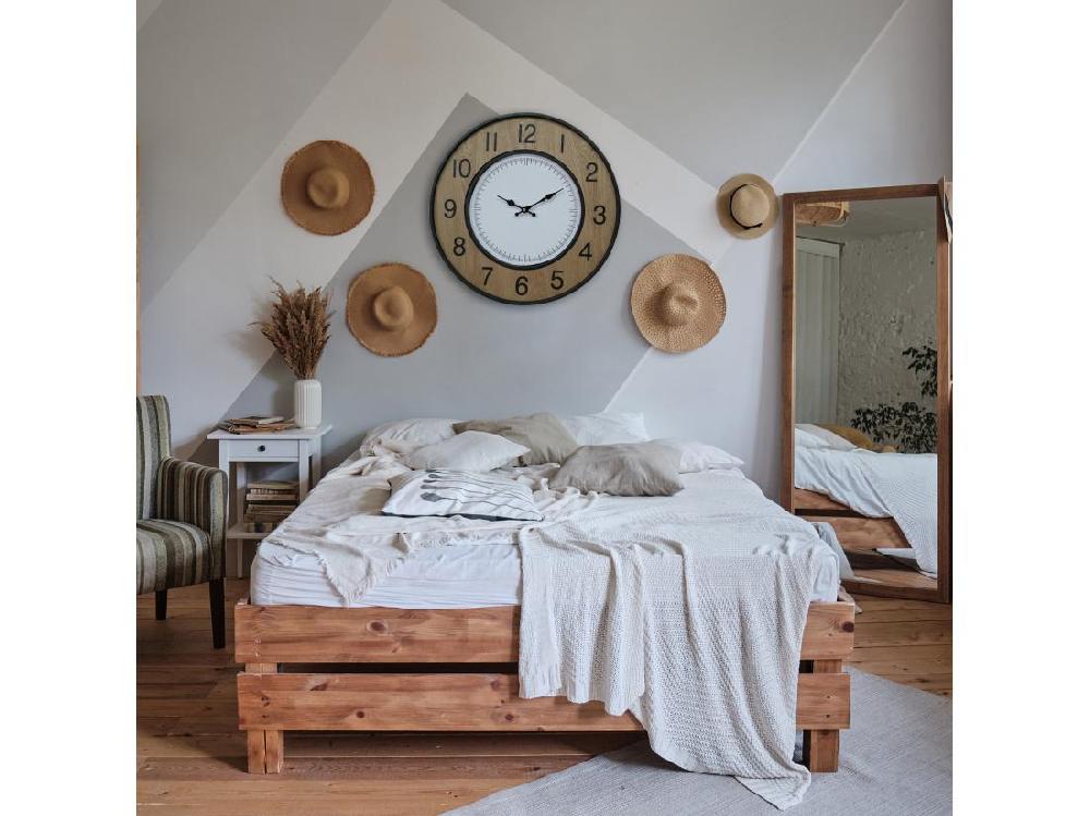 Vente Unique Horloge Murale Vintage Blanc Brun Noir Mdf Métal Analogique