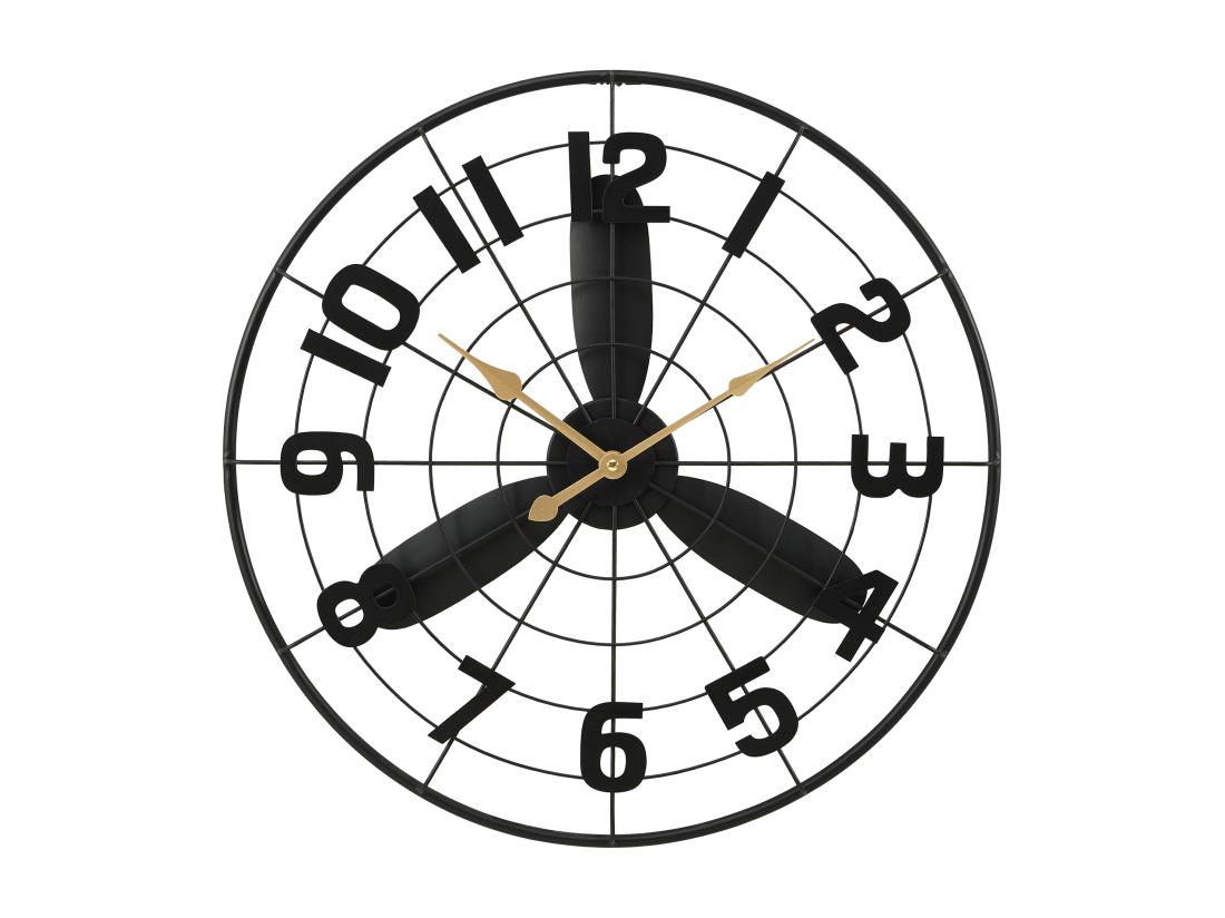 Vente Unique Horloge Murale Vintage En Métal - D. 50 Cm - Noir - VIONA