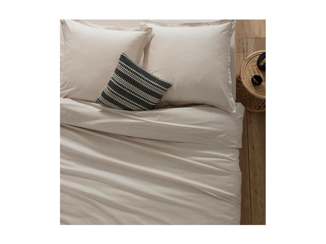 vente unique Housse de couette 2 Personnes en Coton Beige lin 240 x 220 cm