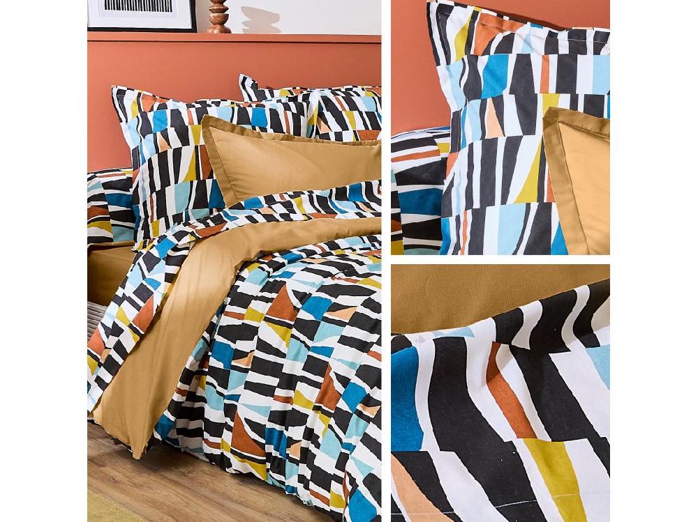 Vente Unique Housse De Couette 240x220 Cm Pur Coton PIETRO Multicolore