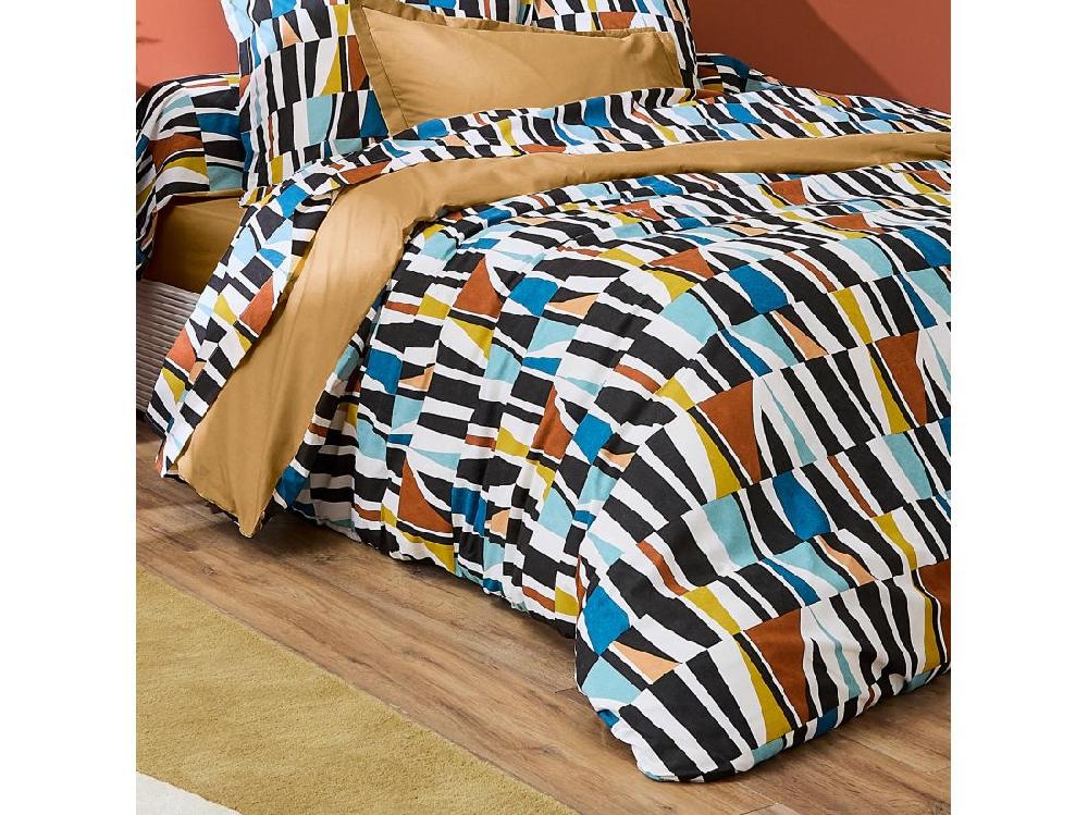vente unique Housse de couette 240x220 cm pur coton PIETRO multicolore