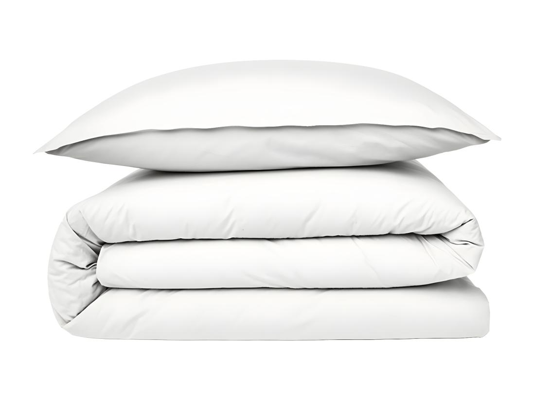Vente Unique Housse De Couette En Coton 57 Fils Unie Blanc 200x200cm