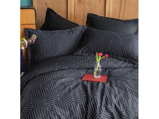 Vente Unique Housse De Couette + Taie(s) Oreiller Satin De Coton "Strada Black"