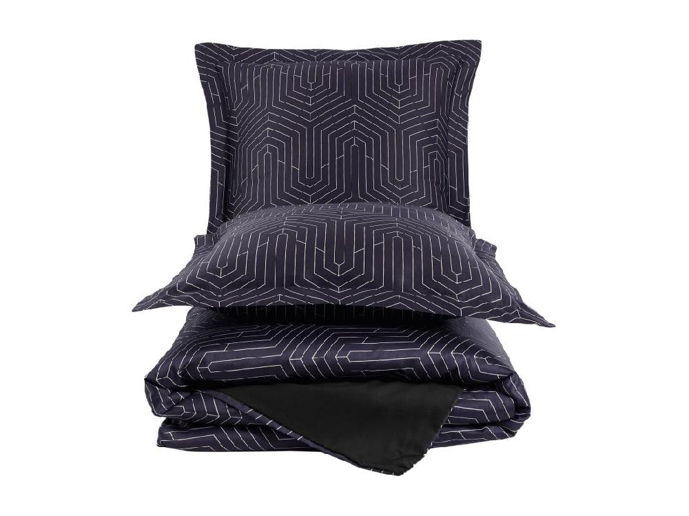 Vente Unique Housse De Couette + Taie(s) Oreiller Satin De Coton "Strada Black"