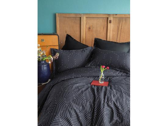 vente unique Housse de couette + taie(s) oreiller satin de coton "Strada black"