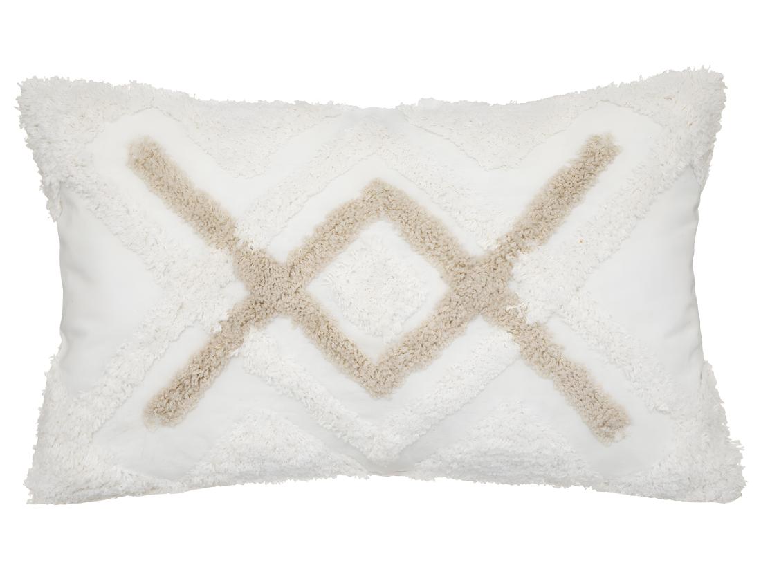 vente unique Housse de coussin en Coton Ivoire et Beige Lin tufté 30 x 50 cm