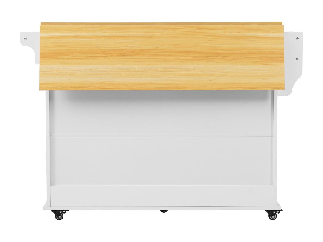 Vente Unique Ilot Central De Cuisine - 2 Tiroirs Et 2 Portes Coulissantes - Pieds En Roulettes Ou En Bois - Blanc