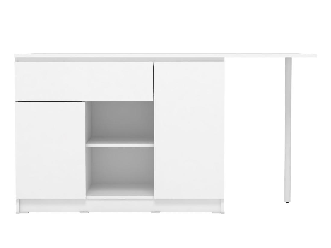 Vente Unique Ilot Central De Cuisine Avec 2 Portes 1 Tiroir Et 2 Niches - Blanc - TUNORI