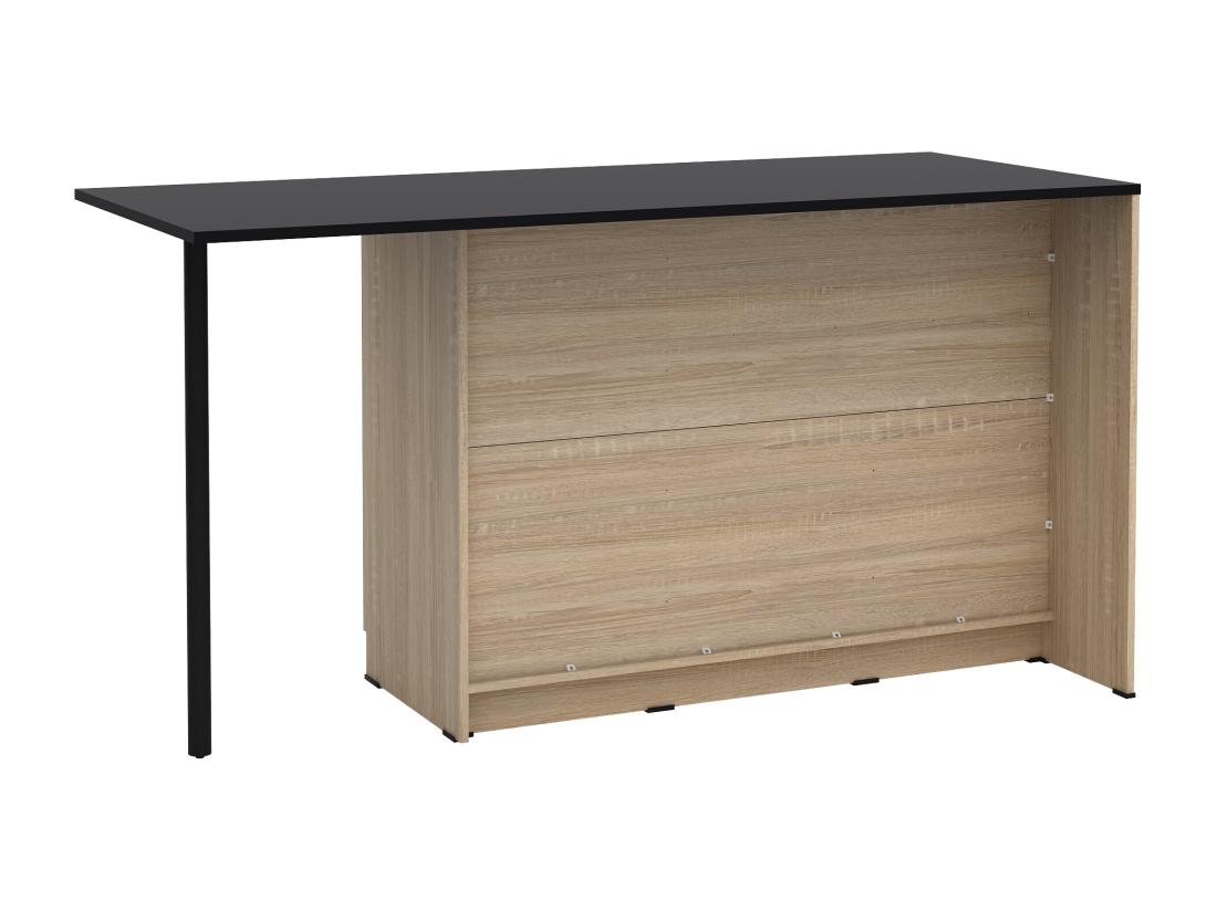 Vente Unique Ilot Central De Cuisine Avec 2 Portes 1 Tiroir Et 2 Niches - Naturel Et Noir - TUNORI