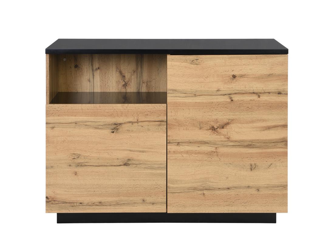 Vente Unique Ilot Central De Cuisine Avec 2 Portes Et 1 Niche En MDF - Naturel Et Noir - CORELINA