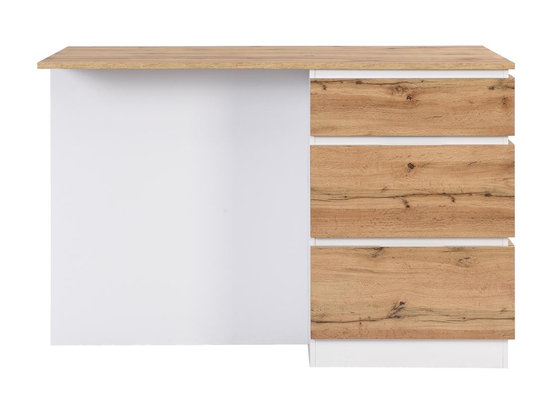 Vente Unique Ilot Central De Cuisine Avec 6 Tiroirs Et 4 Niches En MDF - Naturel Clair Et Blanc - POMARELA