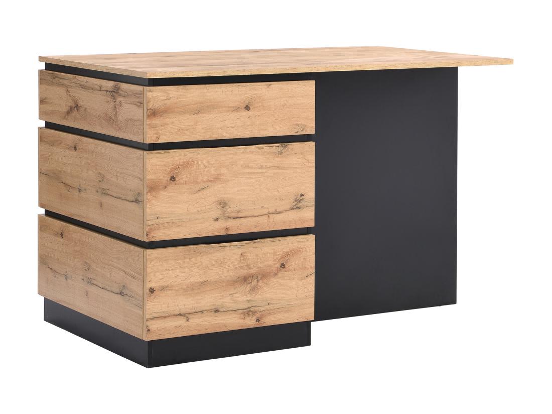 Vente Unique Ilot Central De Cuisine Avec 6 Tiroirs Et 4 Niches En MDF - Naturel Clair Et Noir - POMARELA