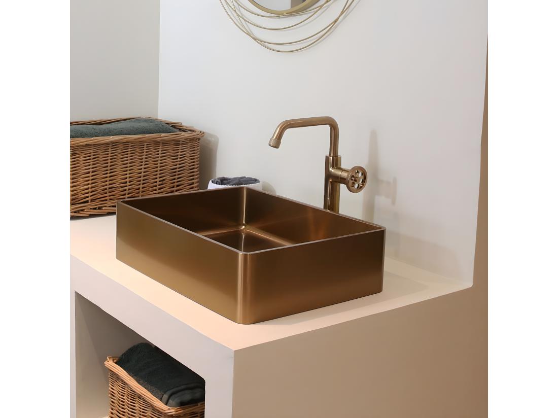 Vente Unique Indus Mitigeur Lavabo Haut Cuivre Brossé - Essebagno