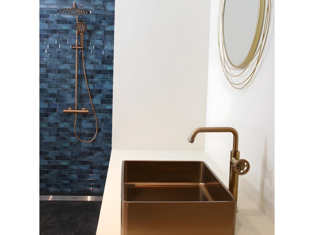 vente unique Indus mitigeur lavabo haut cuivre brossé - Essebagno
