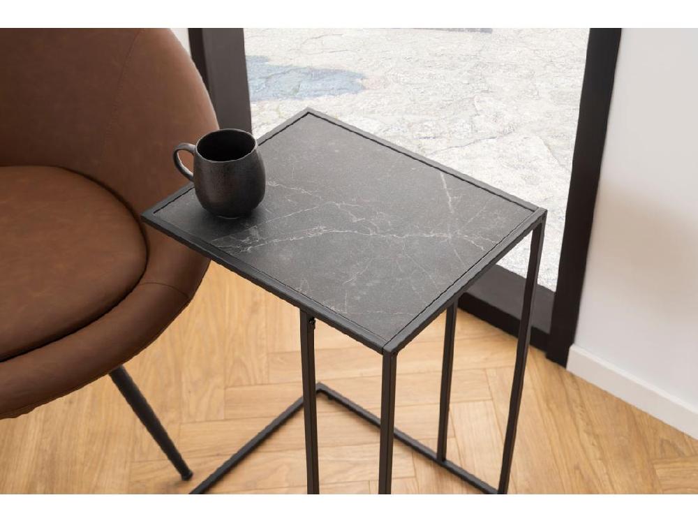 Vente Unique Infinity Table D'angle Finition Marbre Noir
