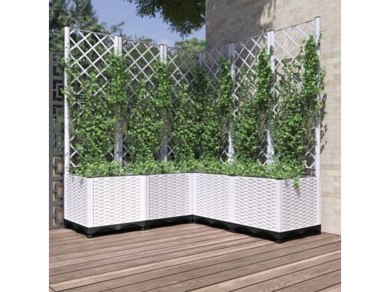 Vente Unique Jardinière Avec Treillis Blanc 120x120x136 Cm PP