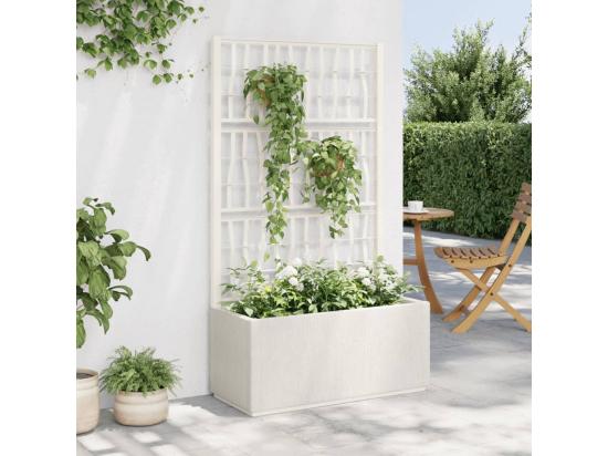 Vente Unique Jardinière Avec Treillis Blanc 80x36x140 Cm PP