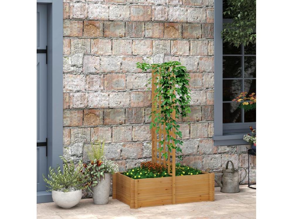 Vente Unique Jardinière Avec Treillis - Dim. 100L X 60l X 150H Cm - Bois Sapin Pré-huilé