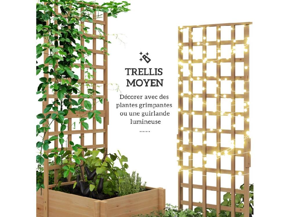 Vente Unique Jardinière Avec Treillis - Dim. 100L X 60l X 150H Cm - Bois Sapin Pré-huilé
