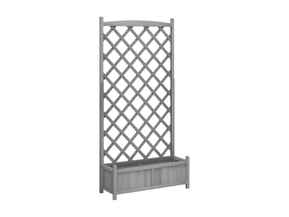 Vente Unique Jardinière Avec Treillis Gris Bois Massif De Sapin
