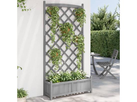 Vente Unique Jardinière Avec Treillis Gris Bois Massif De Sapin