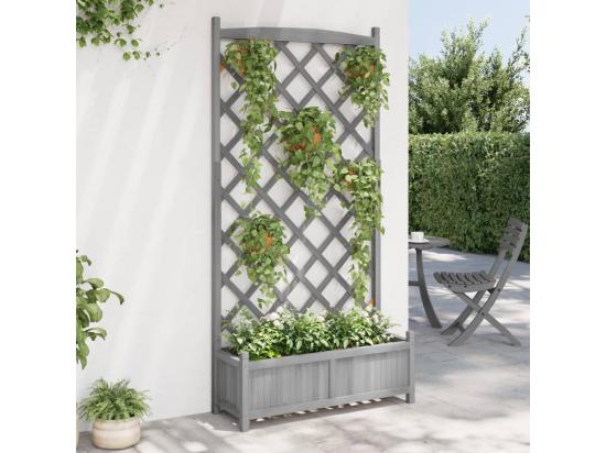 Vente Unique Jardinière Avec Treillis Gris Bois Massif De Sapin