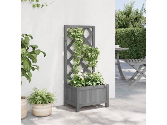 Vente Unique Jardinière Avec Treillis Gris Bois Massif De Sapin