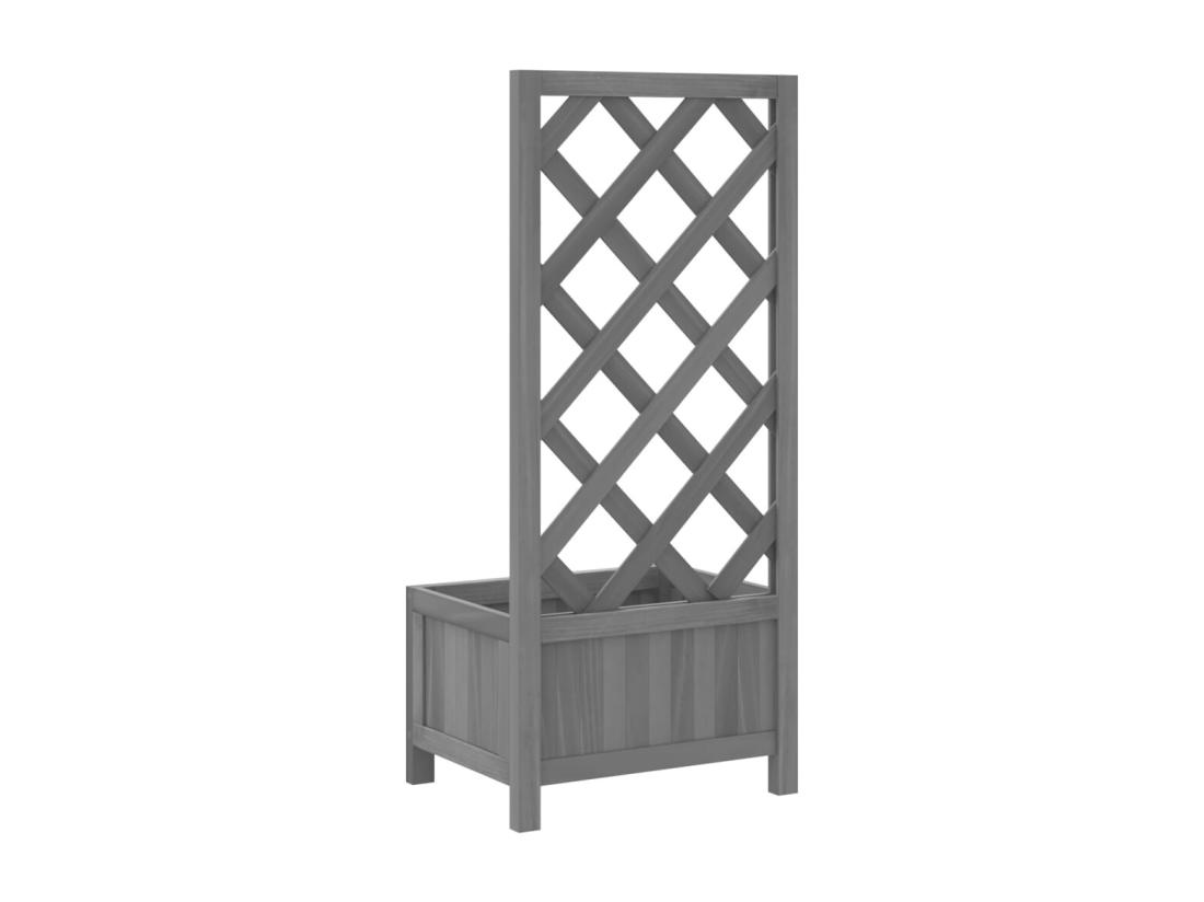 Vente Unique Jardinière Avec Treillis Gris Bois Massif De Sapin