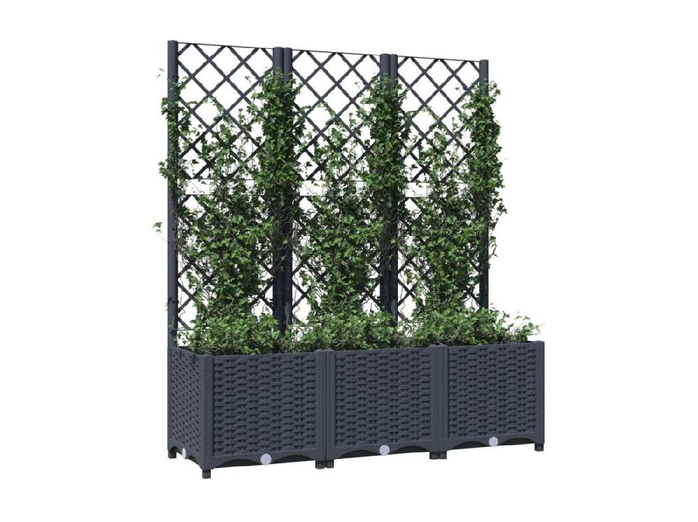 Vente Unique Jardinière Avec Treillis Gris Foncé 120x40x136 PP