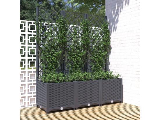vente unique Jardinière avec treillis Gris foncé 120x40x136 PP