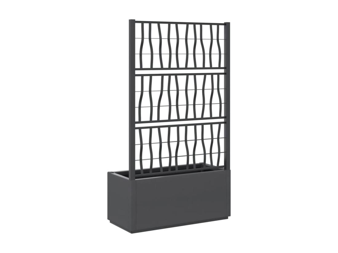 Vente Unique Jardinière Avec Treillis Gris Foncé 80x36x140 Cm PP