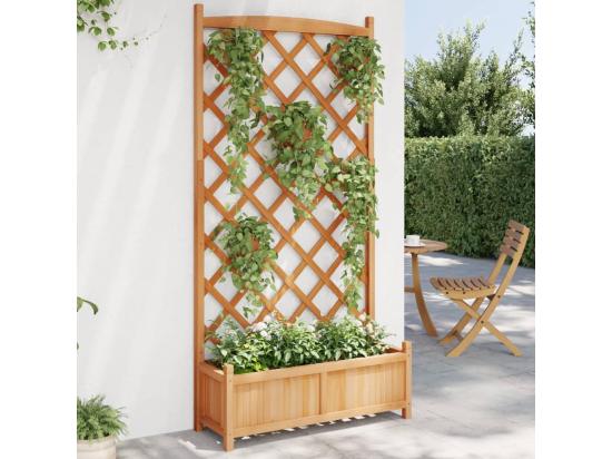 Vente Unique Jardinière Avec Treillis Marron Bois Massif De Sapin