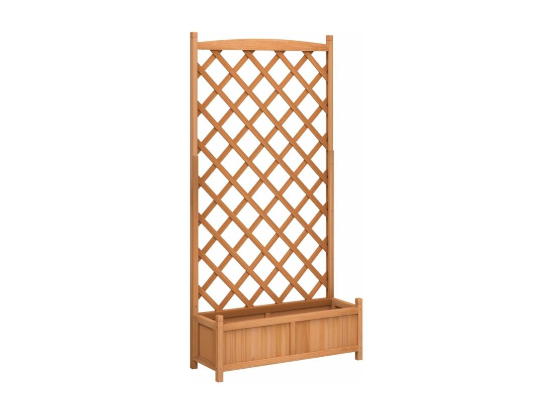 vente unique Jardinière avec treillis marron bois massif de sapin