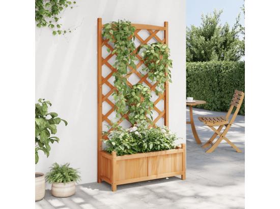 Vente Unique Jardinière Avec Treillis Marron Bois Massif De Sapin