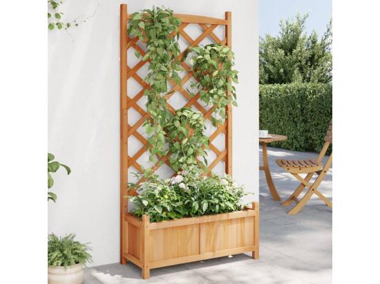 vente unique Jardinière avec treillis marron bois massif de sapin