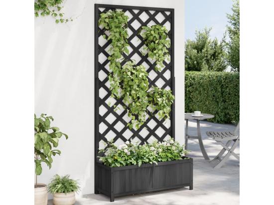 Vente Unique Jardinière Avec Treillis Noir Bois Massif De Sapin
