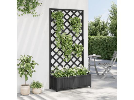Vente Unique Jardinière Avec Treillis Noir Bois Massif De Sapin