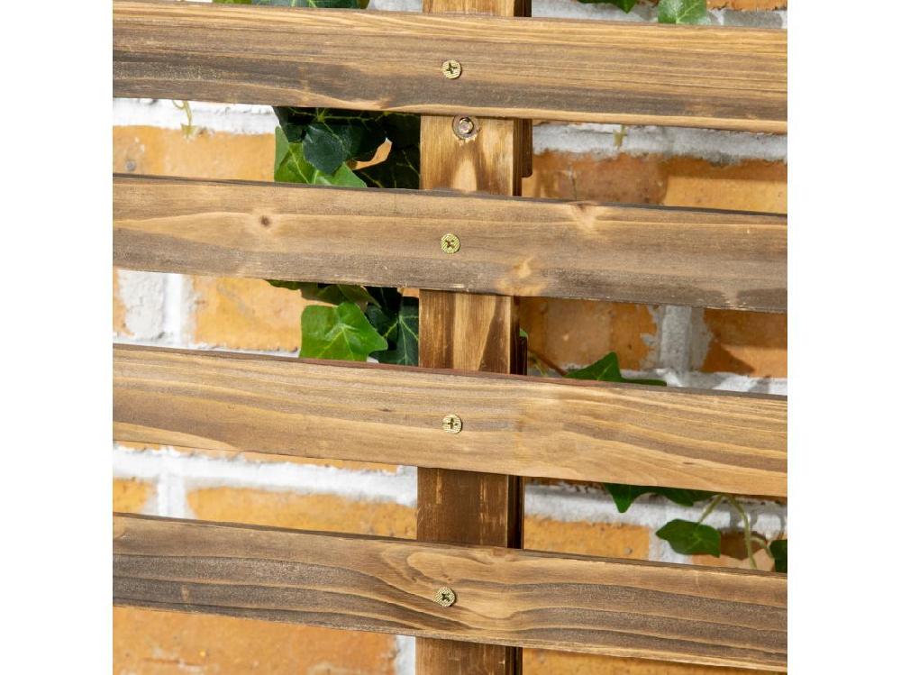 Vente Unique Jardinière Avec Treillis Sur Roulettes - Inserts D'irrigation Géotextile Inclus - Métal Bois Sapin Traité Carbonisation